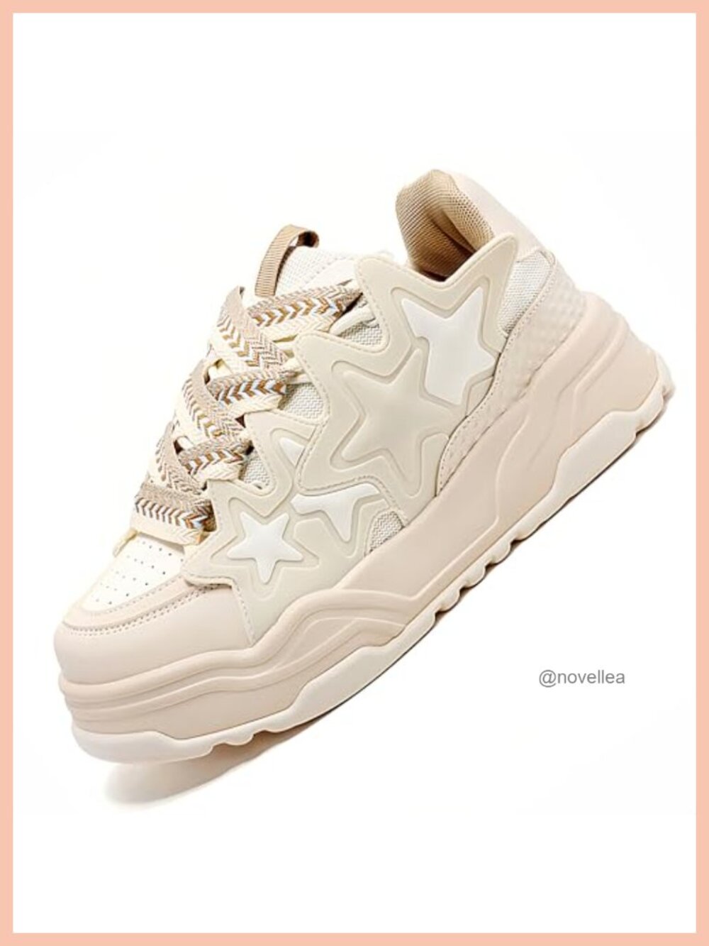 Platform Chunky Sneakers Star Detail Comfort Cushioned Casual Walking Shoes